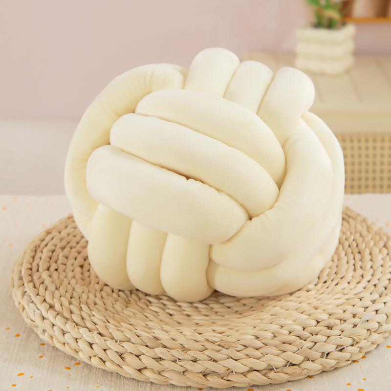 Nordic Hairball Pillow Three-strand Rope Knotted Ball Pillow Hand-woven Velvet Pillow Cushion Knot Bay Window Cushion