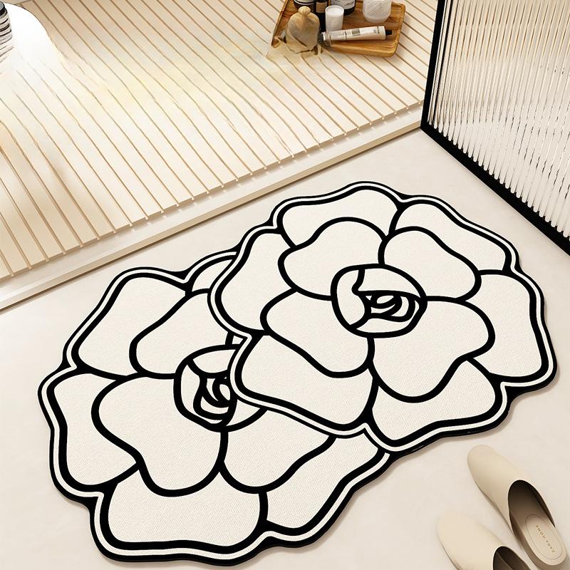 

Коврик для пола с диатомовой грязью и цветочным водопоглощением для ванной комнаты, быстросохнущий, противоскользящий коврик специальной формы для двери ванной комнаты, простой в уходе коврик для пола 40 * 60cm