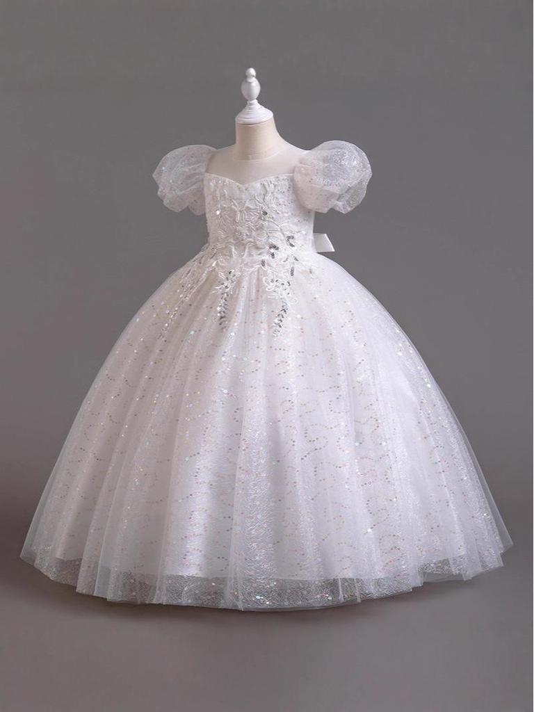 Girls' Luxury Princess Puffy Skirt Formal Dress - Flower Girl Wedding & Performance Costume