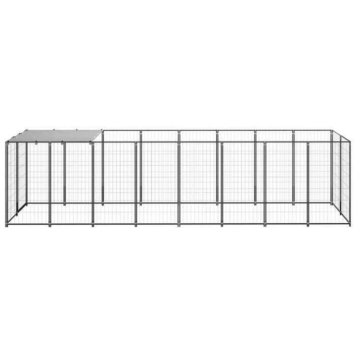 VidaXL Black Kennel 4.84 M² Steel Enclosure for Puppies Cage Dogs Outdoor 3082200