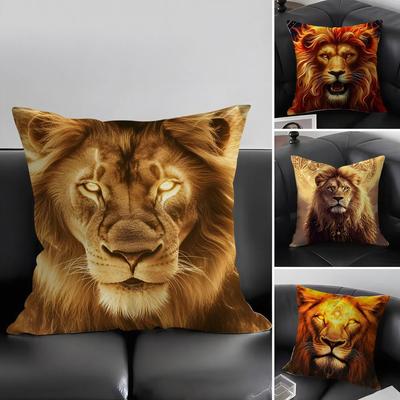 Lion Cool Cushion Cover Pillowcase Ultra Soft Skin Friendly Fabric Cloud Like Comfort Concealed Zipper