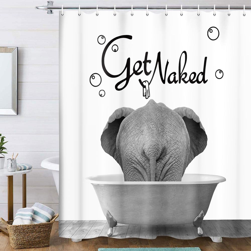 Funny Cat Whale Shower Curtain, Red Kraken Octopus Japanese Ocean Wave with Chinese Auspicious Clouds Shower Curtain with Hooks