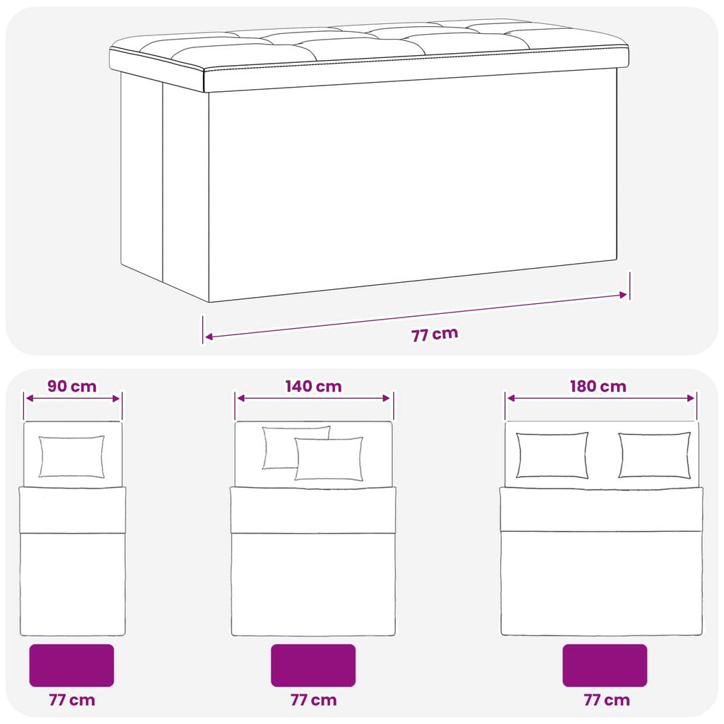 Foldable Storage Bench Dark Grey Linen