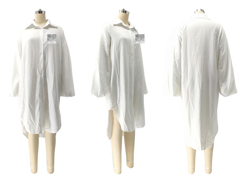 Women's Long Sleeve Slimming Slit Shirt Dress - Autumn/Winter European & American Mid-length Style (M3108L)