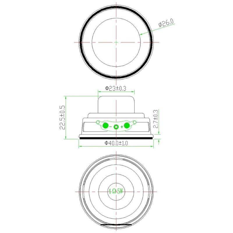 40mm Lautsprechereinheit Kompakt 1,5 Zoll 4 Ohm 5W Lautsprecher Ersatz Vielseitige Metall-Lautsprecherkomponente für tragbare Geräte
