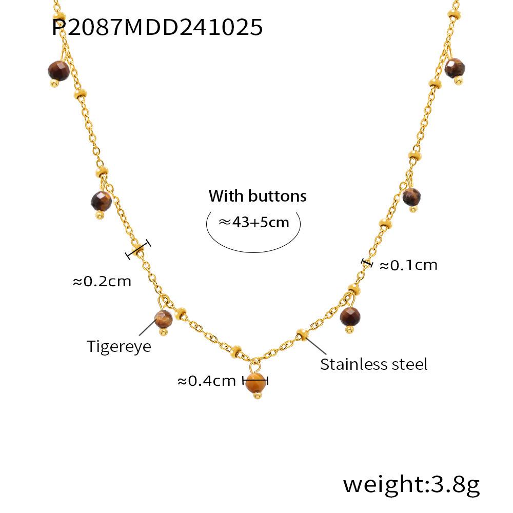 Qiong Yao Handmade Natural Stone Beads Double Layer 18K Gold Plated Choker Necklace for Women
