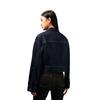 Calvin Klein Minimalist Zipper Collar Comfortable Soft Short Denim Jacket Women jackets Dark-Blue J224382
