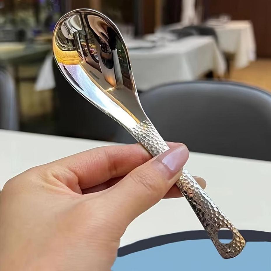 Hammer Muster Löffel Edelstahl Haushaltslöffel Kommerzieller Löffel Esslöffel Hohe Schönheit Retro Suppenlöffel Dessertlöffel