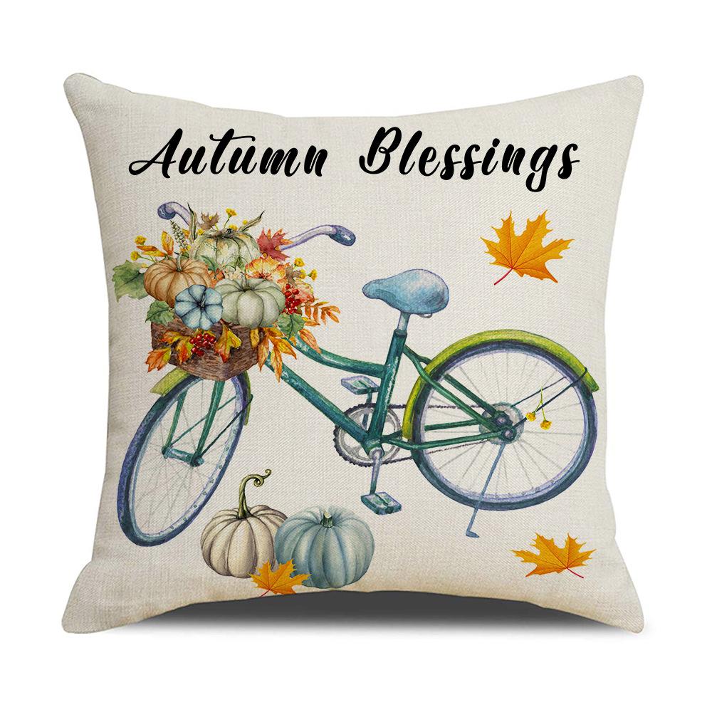 Autumn Harvest Pillow Cover Plaid Maple Leaf Truck Pumpkin Pillow Pillow Cover Home Cushion Cover