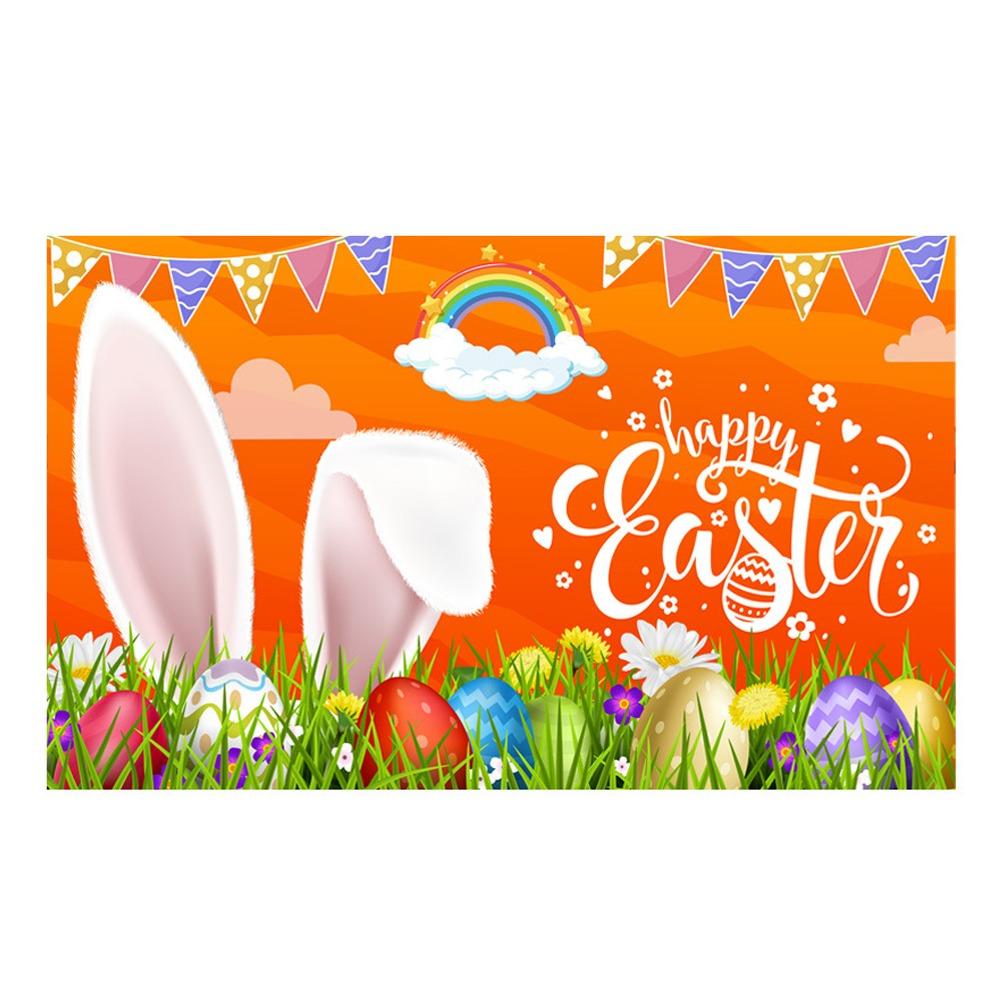 Colorful Bunny Eggs Background Decor 180*110cm Easter Photo Banner Poster Props  Home Party Decor