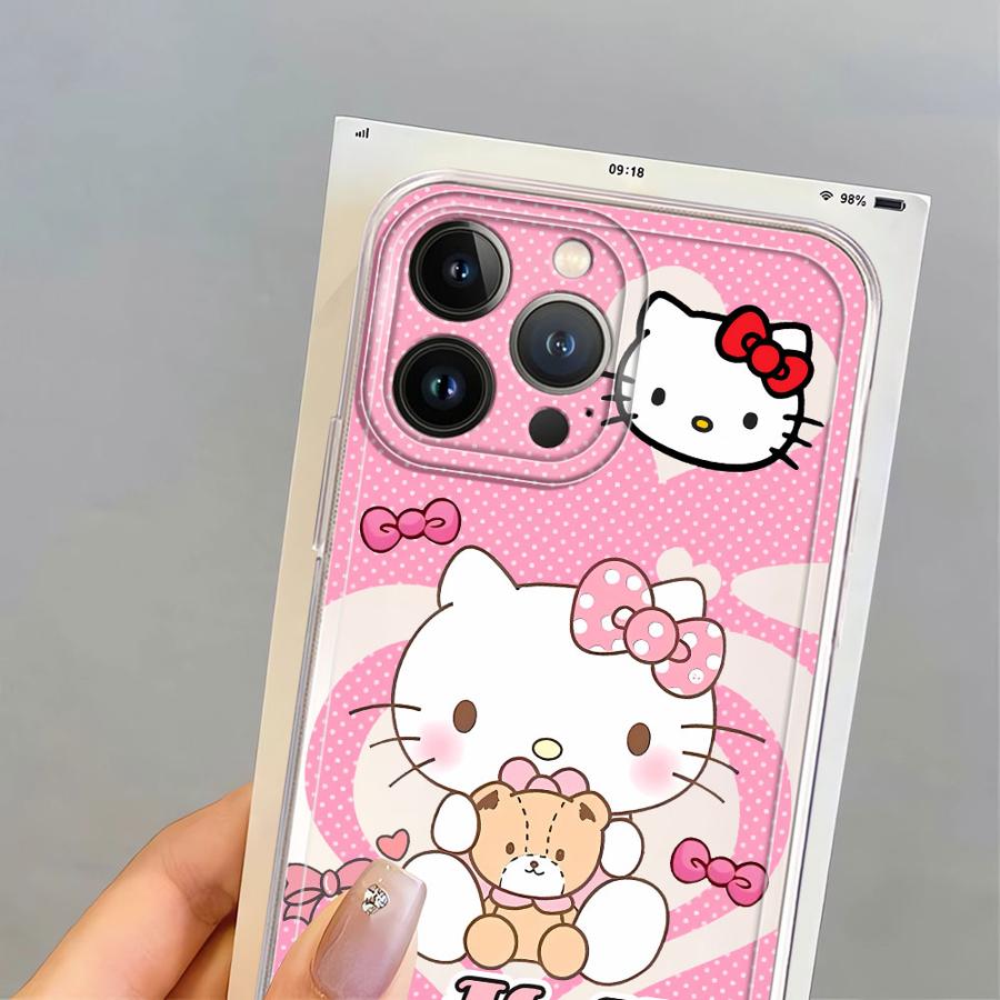 Tecknad Hello Kitty Cinnamoroll Fodral för iPhone 17 Pro Max 12 Mini XS Max 13 Pro 14 Plus 11 XR 7 8 Air 16 15 Mjukt Mobilskydd