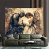 Arazzo Cavaliere e Angelo, Guerriero Medievale con Fanciulla Alata, Arte Murale Fantasy Romantico per Arredamento Casa Camera da Letto