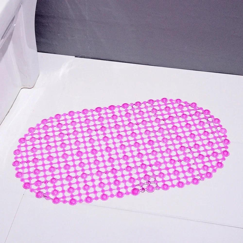 

Colorful Oval Non-Slip PVC Bathroom Mat with Suction Cups and Massage Texture рожевий червоний колір