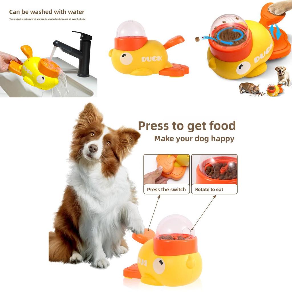 Yellow Pet Food Dispenser And Interactive Toy For Cats And Dogs With Abs Construction