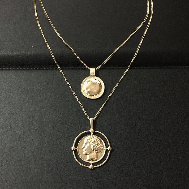SUMENG New Gold Color Hanging Portrait Coin Chain Choker Necklace Female Layered Charms Pendant Bohemia Jewelry Gift 2025 золотой