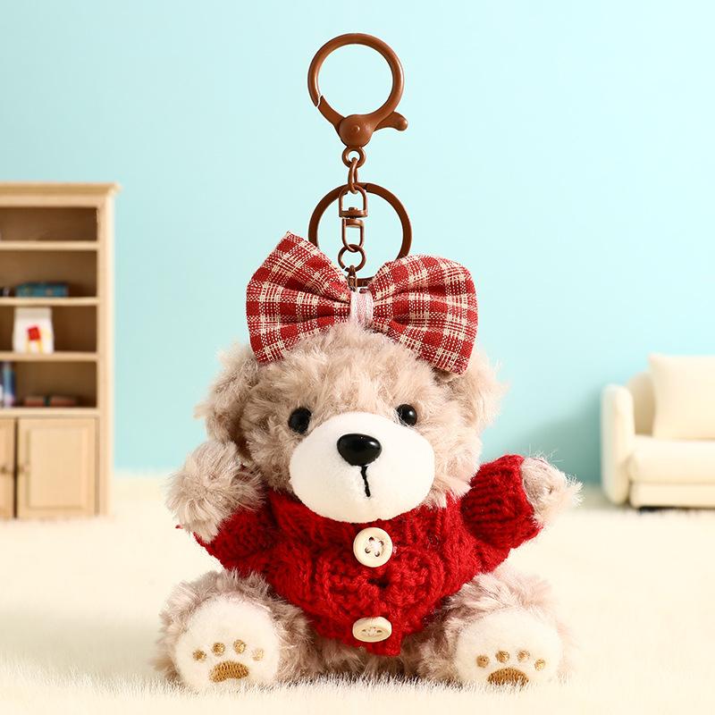 Plush teddy bear keychain, bag charm, couple key ring, small accessory, bag decoration, small gift.