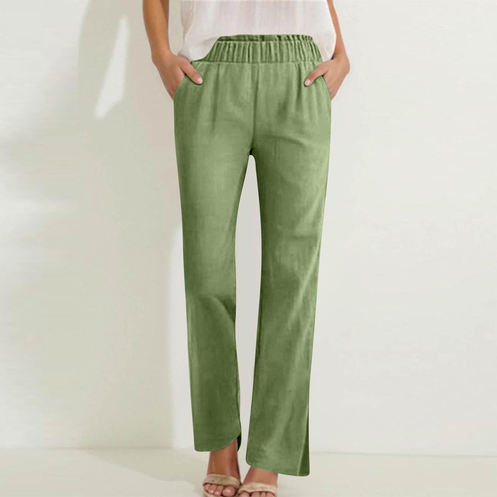 

Женские повседневные брюки с высокой талией, однотонные, длинные, для тренировок L армия зеленый