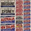 CANADA  AUSTRALIA NEW ZEALAND Greetings From Landmark License Plate City State Metal Aluminum Plaque Car Garage Club Wall Dec