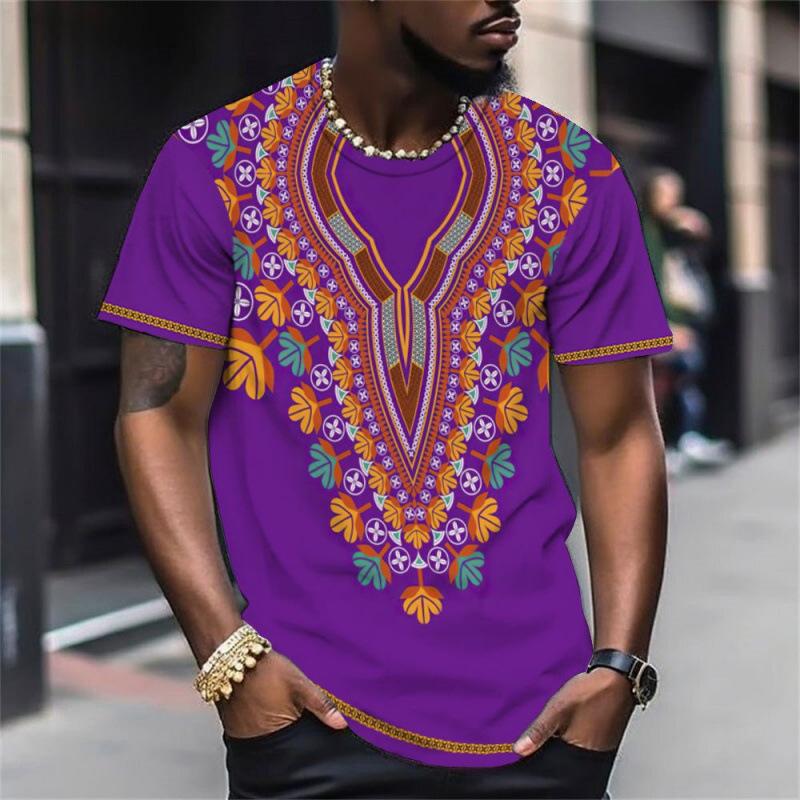 Dashiki tribale africano T-shirt 3D da uomo Moda Fresco Quotidiano Stile etnico T-shirt Outdoor Street Personalità Top Abbigliamento estivo