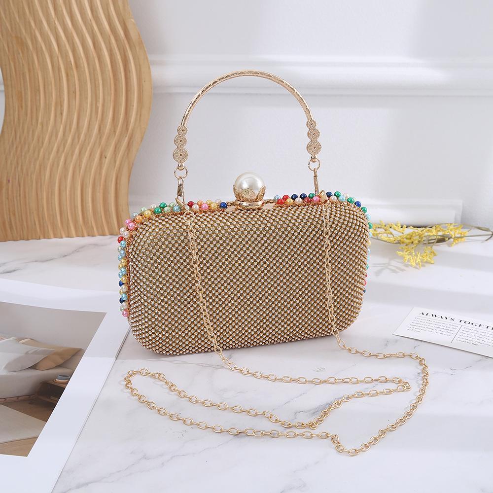 Городская минималистичная трансграничная вечерняя сумка с жемчужной застежкой - Компактная горизонтальная сумка через плечо