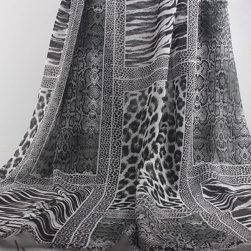 100x150cm 75D Imprimeu Leopard Șifon Material Rochie de Var cu Bretele Protecție Solară Subțire Transparentă Cădere Liberă Material Șifon Fără Șifonare
