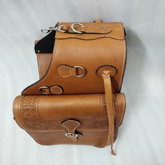 Beautiful Leather Western Trail Tooling Carving Horse Saddle Bag Horse Riding Saddle Bag.