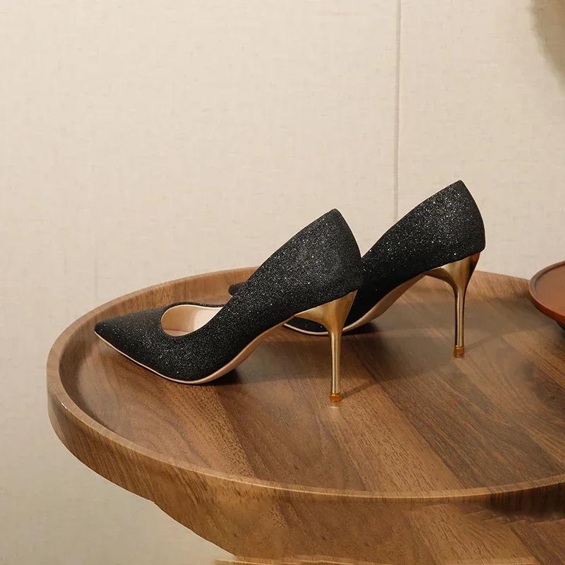 2025 High Heels 34-42 Plus Size Women Shoes Thin Stiletto Banquet Wedding Shoes Sexy Pointed Toe Ladies Party Shoes