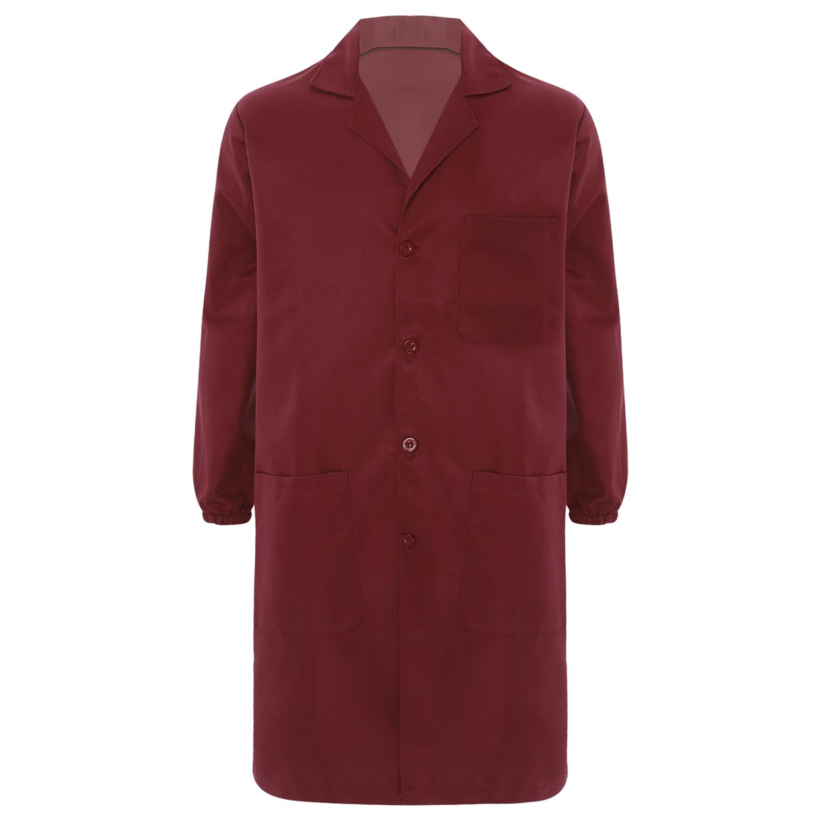 

Унісекс Робочий халат з лацканами V-подібним вирізом та довгими рукавами Пилозахисний лабораторний халат для промислового використання 185/3XL червоний