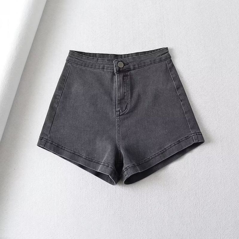 Fashion Style 2023 Summer New Fashion Trendy Women's One Button High Waist Slim Looking All-Matching Sheath Denim Shorts