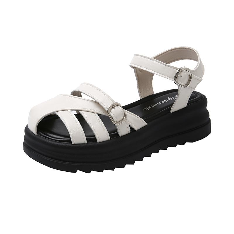 Woven Hollow Tire Cow Pure Leather Retro Roman Sandals 2025 Summer New Popular Fashion Versatile Pig Cage Shoes Women