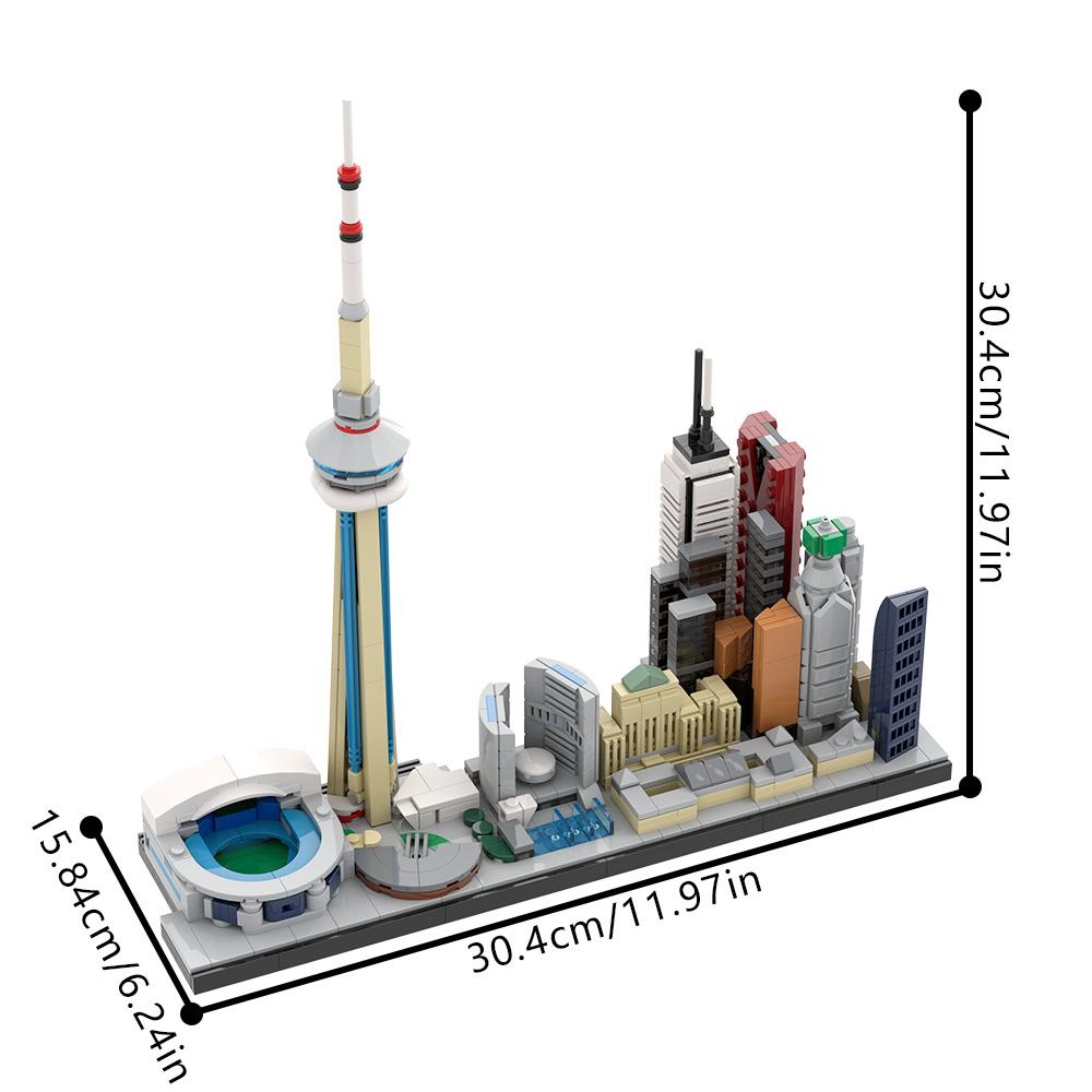 MOC City of Toronto Skyline Building Blocks Model City of Toronto Skyline Architecture Street View Bricks Assembly Toys Gifts