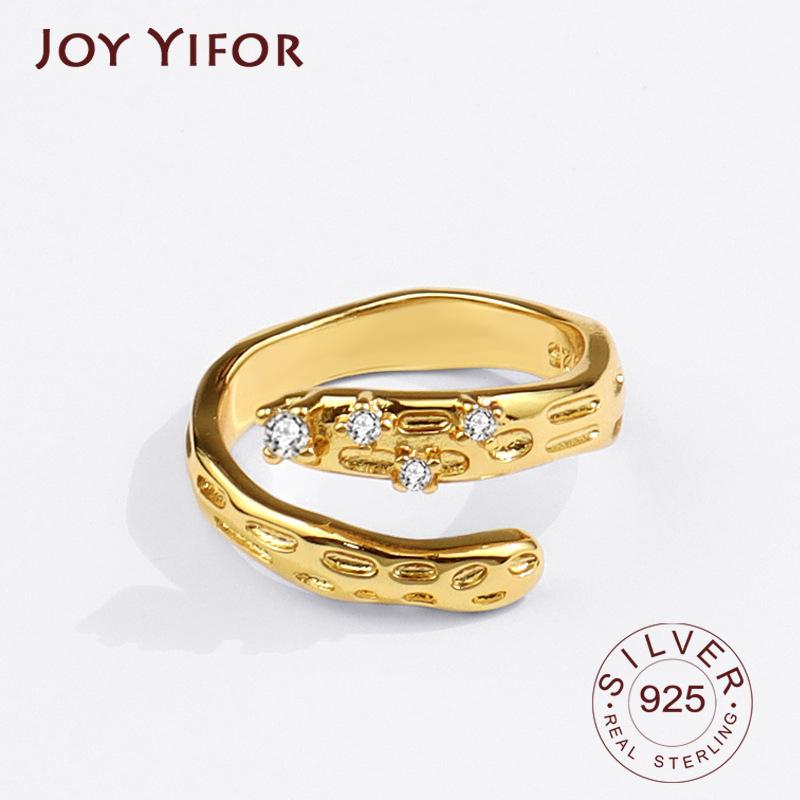 Xiaomi BFCLUB 925 Silver Col Rings for Women Hug Shape Gold Color Vintage Wedding Trendy Jewelry Large Adjustable Antique Rings Anillos