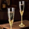 Champagne Flutes-Set of 2 Champagne glasses, Crystal Glasses&Metal Base, Toasting Flute Pair, Wedding Anniversary, Party,Birthday,Banquets,Gifts for