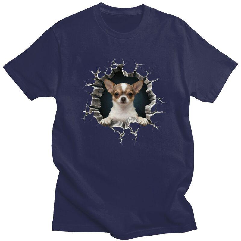 Breaking Through Chihuahua T Shirts Men ShortSleeve Dog Lover Tshirt Casual Tee For Husband100 Cotton Slim Fit Tshirt