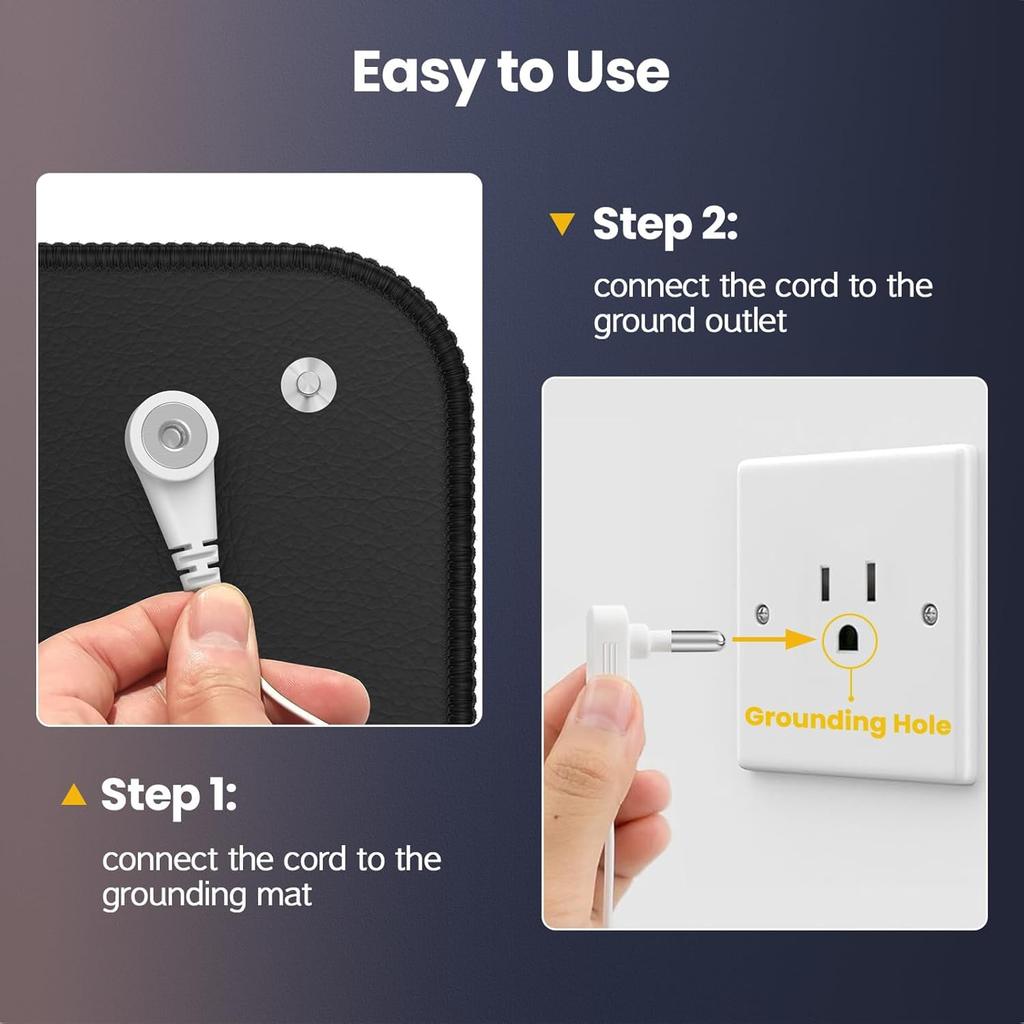 Grounding Mat,Mat Improves Sleep, 15ft Grounding CordGrounding Pad Kit, Earth Therapy for Foot Mat,Computer Mat, Sleep Mat, Pet Mat,(26.7 X 10 Inch)