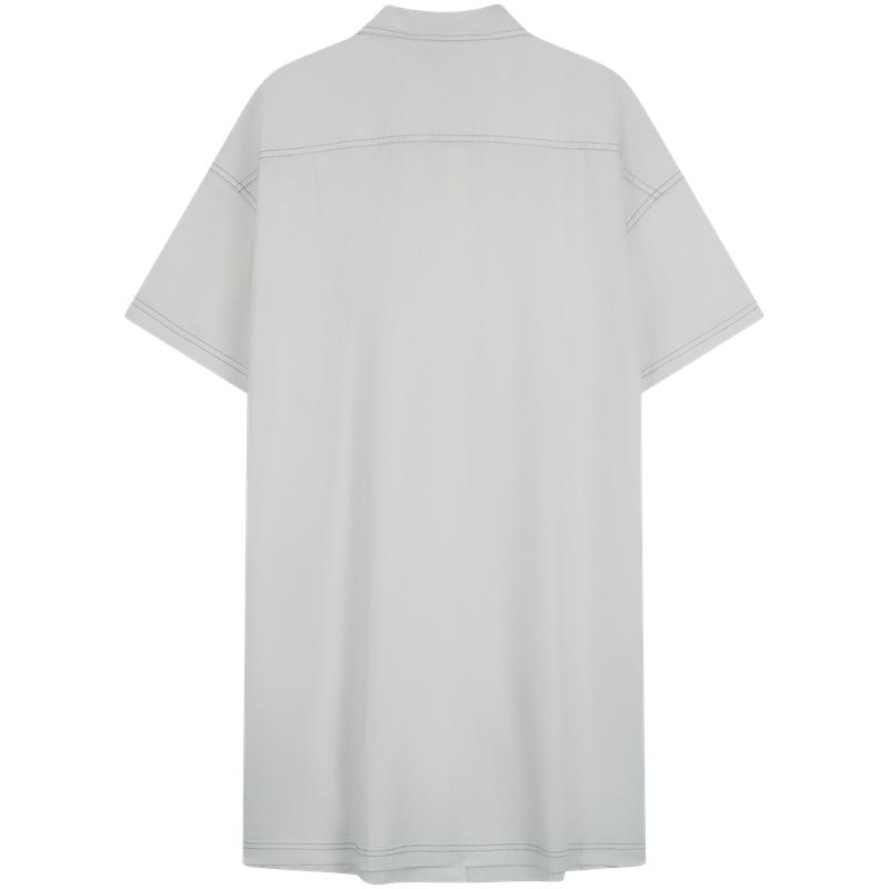 Calvin Klein Vintage Cotton Contrast Stitch Half-Placket Shirt Dress Women Dresses 47C016G