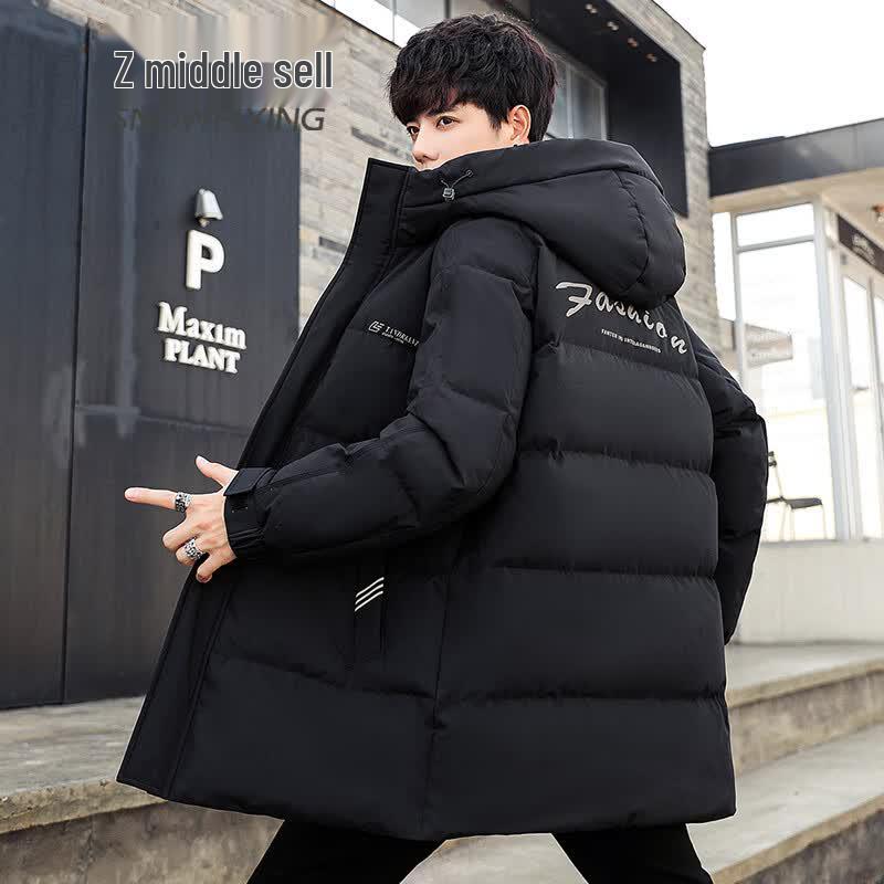 Xuezhongfei Men's Light Luxury Goose Down Hooded Puffer Jacket