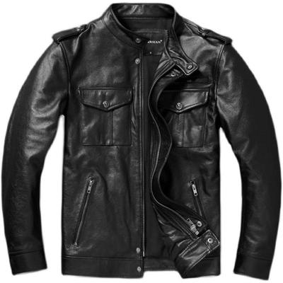 Chinese Size Black Genuine Leather Jacket Men Real Cow Leather Jackets Mens Coats Autumn Spring Chaqueta De Cuero Para Hombre Casacos