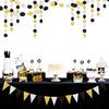 Silver Black Gold Party Decorations - 2Pcs Paper Pennant Banner Flags Men Birthday New Years Eve Retirement Graduation Anniversary Classroom Office