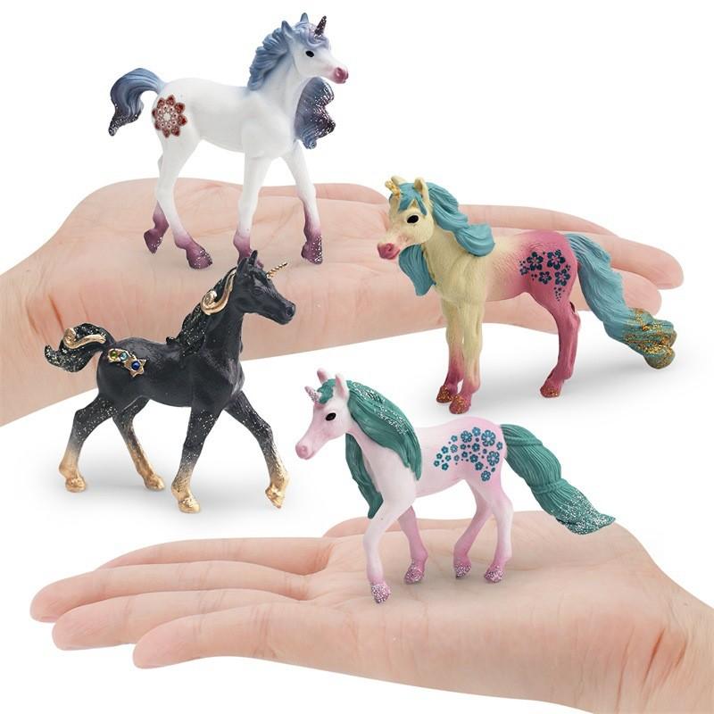 Fantasy Magical Unicorn Figurine Collection With Realistic Details In Colors Vibrant