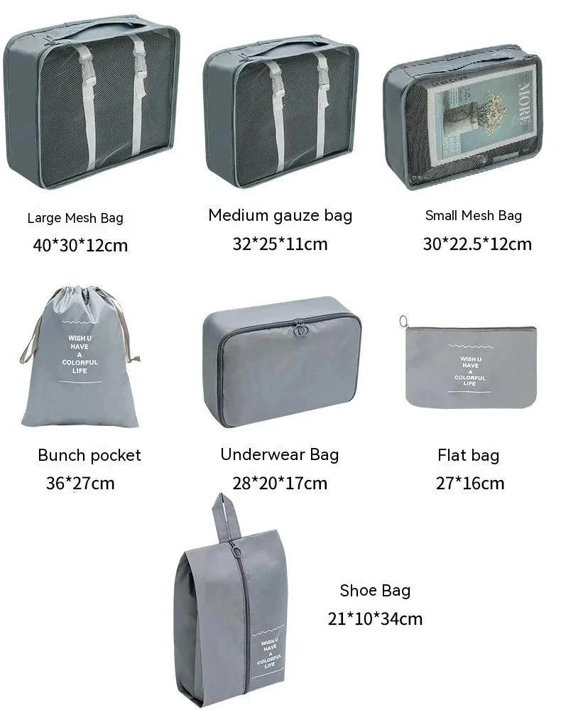 8 Pcs Set Travel Organizer Storage Bags Suitcase Packing Cubes Set Cases Portable Luggage Clothes Shoe Tidy Pouch Folding