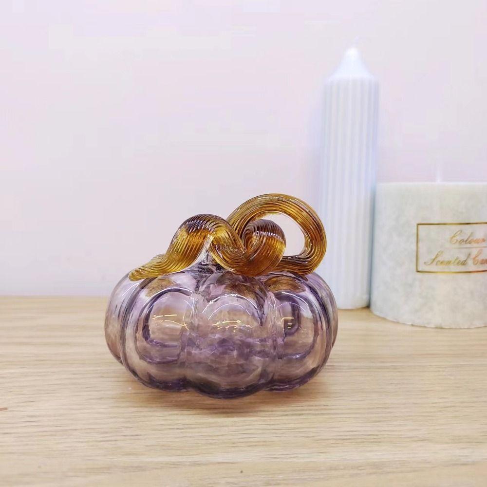 Handblåst Glas Färg Kristall Pumpa Figur Pappersvikt Samlarobjekt Glaspumpa Prydnad Realistisk Dekorativ