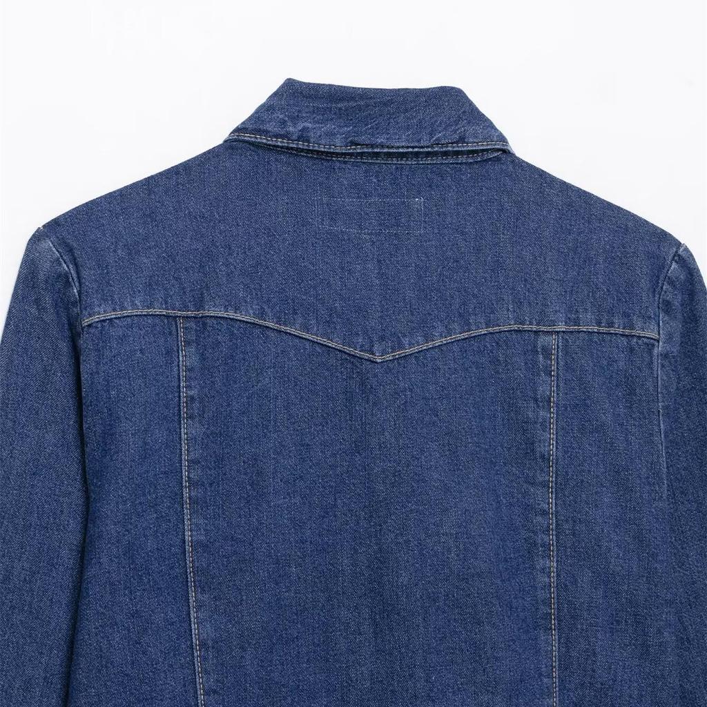 2025 Spring Women's Denim Shirt with Belt and Pleated Long Pants Set