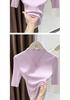 Women's Navy Blue Mid-Sleeve Sweater - Elegant High-End Knit Top with Stand Collar