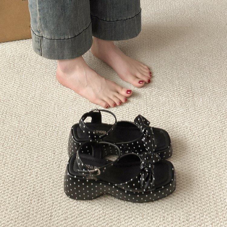 Fashion Hot Selling 2025 Summer Women Floral Platform Wedges Heel Sandals Fashion Narrow Band Ladies Elegant Gladiator Sandalias Female