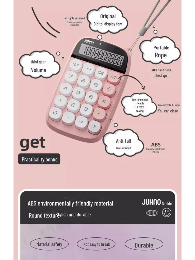 Zunneng JN660 Dopamine Portable Sugar Cube Calculator for Students & Offices - Creative, Flexible Keyboard