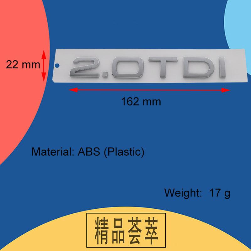 3D Prémiové 1.9 2.0 3.0 TDI Písmena pro A6 Q5 Q7 SQ5 SQ7 A4 A3 B6 B7 B8 B9 auto Kapota motoru Blatník kufr Zadní nálepka Znak Odznak Samolepka