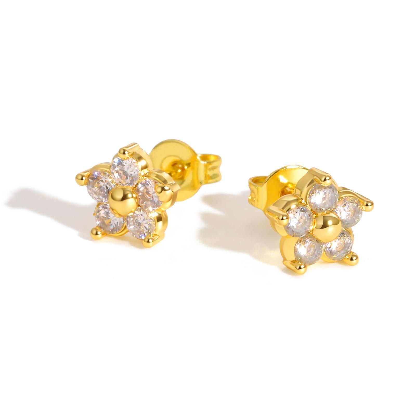 

Zircon Flower Bracelet Gold Color Five Leaf Clover Fashion Dainty Crystal Jewelry for Women Girls Luxury Adjustable Link Chain