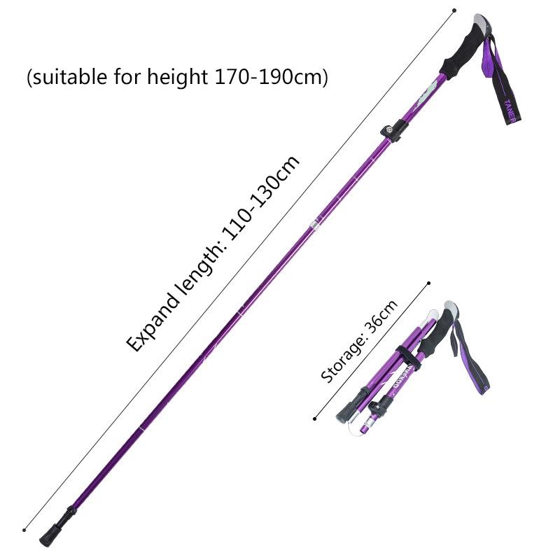 1 stk 5-seksjons utendørs sammenleggbar turstav camping bærbar gåstav for nordisk eldre teleskopisk lett å putte i vesken