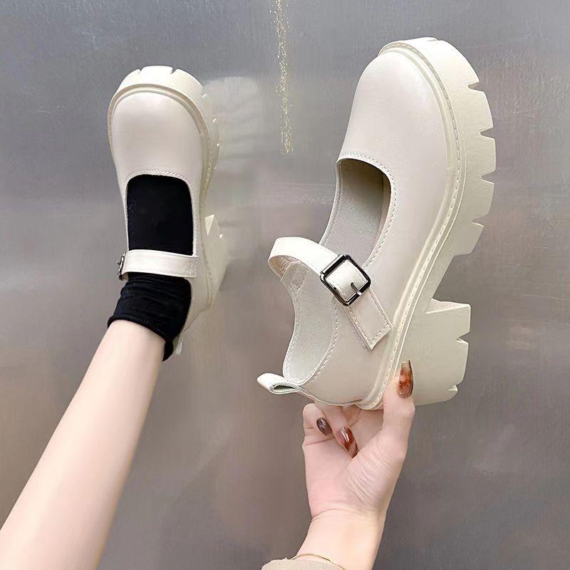 Scarpe Mary Jane con Tacco Alto in Vernice Donna Stile Giapponese Fibbia alla Caviglia Plateau Décolleté Donna Uniforme Punk Scarpe Lolita